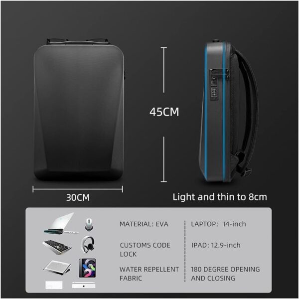 BANGE BG-22201 Anti Thief Hard Shell Waterproof Business Premium Laptop 15.6" Backpack - Image 4