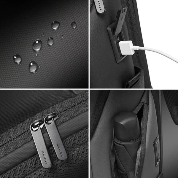 BANGE BG-7267 Waterproof Premium USB Output Laptop 15.6 Office Backpack - Image 4