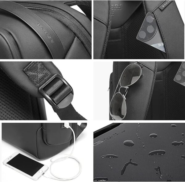 02 BANGE BG-7277 Stylish Premium USB System Laptop Office Multi Use Backpack - Image 10