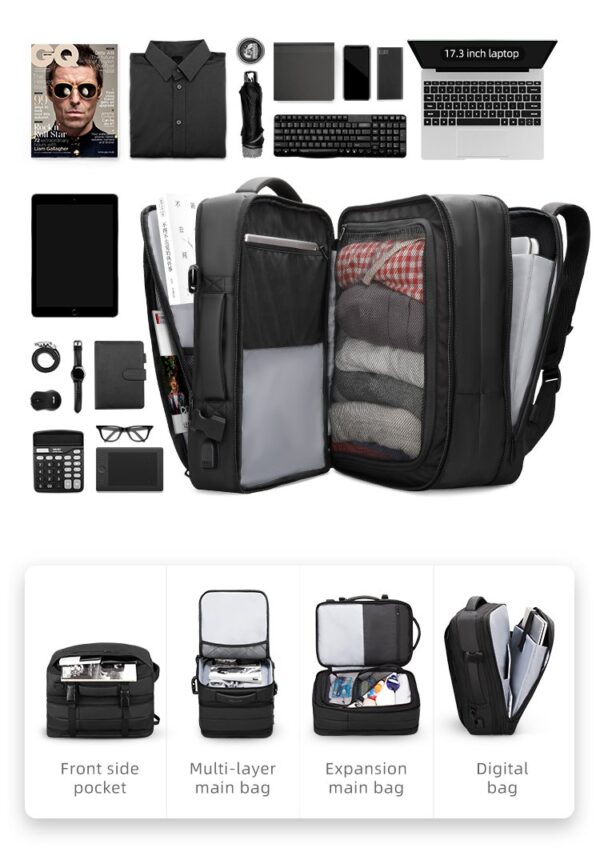 Mark Ryden MR-9299YY Expendable Large Capacity Multi Function Office Laptop 15.6 Travel Backpack - Image 13