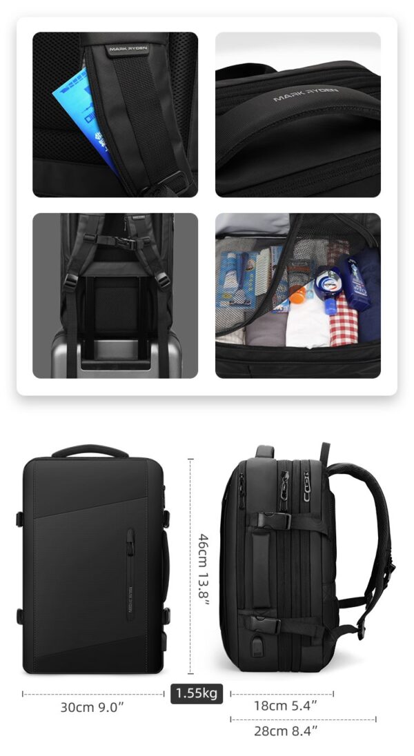 Mark Ryden MR-9299YY Expendable Large Capacity Multi Function Office Laptop 15.6 Travel Backpack - Image 15