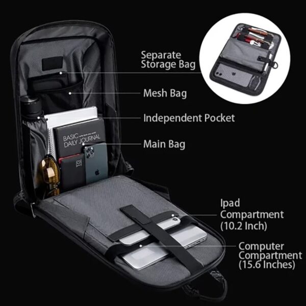 Arctic Hunter B00451Anti Thief TSA Lock Premium Laptop 15.6 Backpack - Image 3
