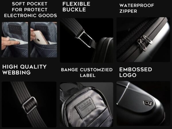 BANGE BG-7353 Anti Thief Hardshell Waterproof Stylish Crossbag - Image 6