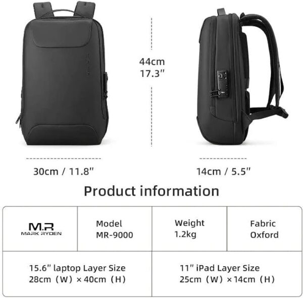 Mark Ryden MR-9000 Anti Thief Dual TSA Lock Office Laptop Bag - Image 2