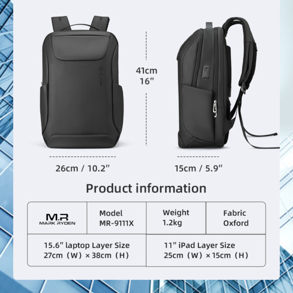 Mark Ryden MR-9111X Anti Thrift Busness Laptop Backpack - Image 6